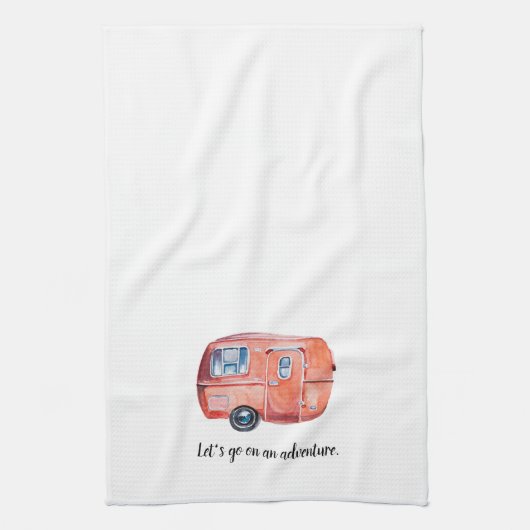 Waterverf  Retro Camper Kitchen Dish Towel Theedoek (Verticaal)