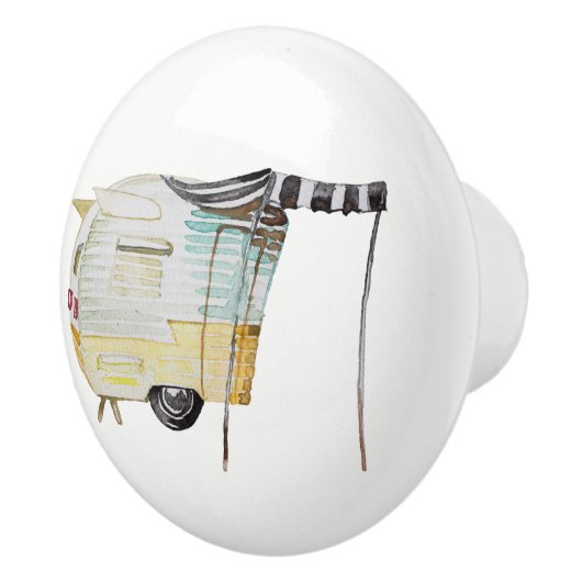 Waterverf Retro Camper Knob Pull v. 4 Keramische Knop (Rechts)