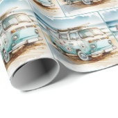 Waterverf Retro Campervan met Surfboard Cadeaupapier (Rol Hoek)