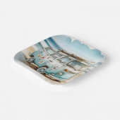 Waterverf Retro Campervan met Surfboard Papieren Bordje (Gebogen)