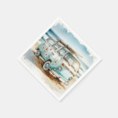 Waterverf Retro Campervan met Surfboard Servet (Hoek)