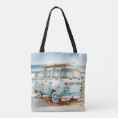 Waterverf Retro Campervan met Surfboard Tote Bag (Achterkant)
