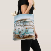 Waterverf Retro Campervan met Surfboard Tote Bag (Dichtbij)