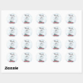 Waterverf Retro Car Pine Tree Dank u Ronde Sticker (Vel)