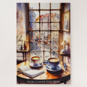 Waterverf Retro City Coffee Lover Puzzel (Verticaal)