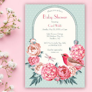 Waterverf Retro Elegant Bloemen Baby shower Kaart