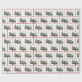 Waterverf Retro Groene Vrachtwagen in Sneeuwvlokke Cadeaupapier (Vlak)