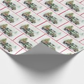 Waterverf Retro Groene Vrachtwagen in Sneeuwvlokke Cadeaupapier (Hoek)