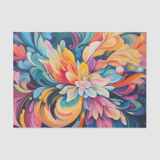 Waterverf retro groovy flower burst tissuepapier (Voorkant)