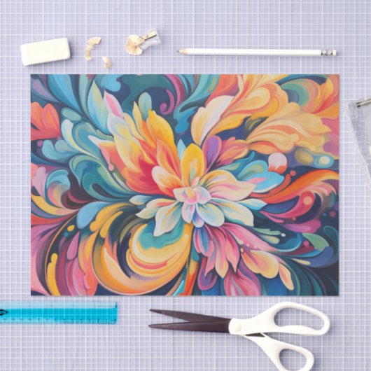 Waterverf retro groovy flower burst tissuepapier (Craft)