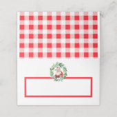 Waterverf Retro Kerstman Rood Geruit Kerstmis Plaatskaartje (Buitenkant ongevouwen)