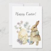 Waterverf retro paasei en bunny bedankkaart (Voorkant)