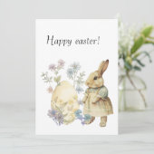 Waterverf retro paasei en bunny kaart (Staand voorkant)