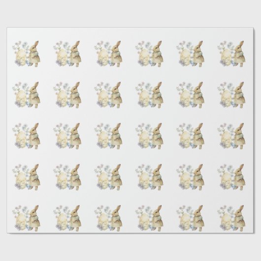 Waterverf retro paasei en bunny Schort Cadeaupapier (Vlak)