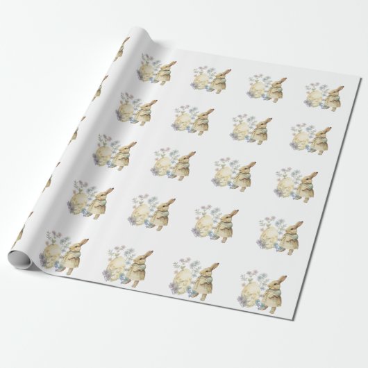 Waterverf retro paasei en bunny Schort Cadeaupapier (Uitgerold)