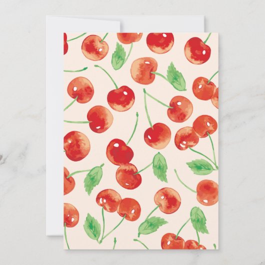 Waterverf Retro Red Cherry Eerste 1e Verjaardag Kaart (Achterkant)