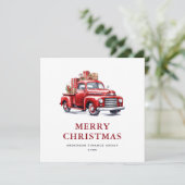 Waterverf Retro Red Truck Business Feestdagenkaart (Staand voorkant)