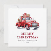 Waterverf Retro Red Truck Business Feestdagenkaart (Voorkant)