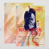 Waterverf Retro Skull Skeleton Halloween Art Kaart (Voorkant / Achterkant)