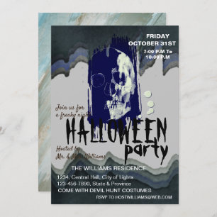 Waterverf Retro Skull Skeleton Halloween Art Kaart