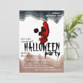 Waterverf Retro Skull Skeleton Halloween Art Kaart (Staand voorkant)