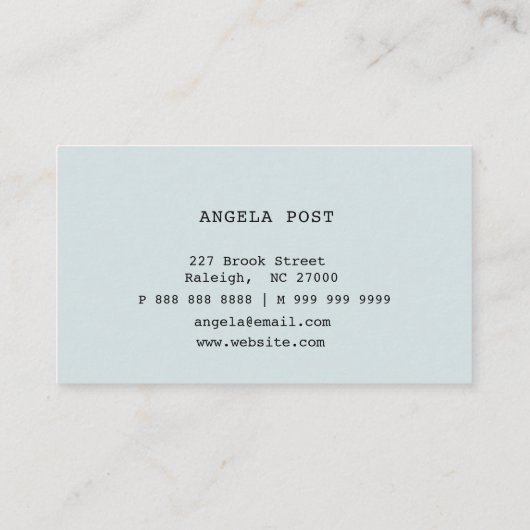 Waterverf Retrotypemachine Blauw Visitekaartje (Achterkant)