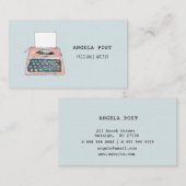 Waterverf Retrotypemachine Blauw Visitekaartje (Voorkant / Achterkant)