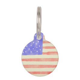 Waterverf reustisch Amerikaanse vlag personalisere Huisdierpenning