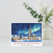 Waterverf Reykjavik IJsland Reizen Kerst Feestdagenkaart (Staand voorkant)