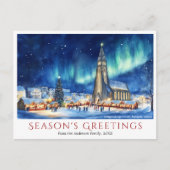 Waterverf Reykjavik IJsland Reizen Kerst Feestdagenkaart (Voorkant)