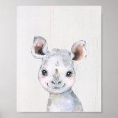 Waterverf Rhino Safari Nursery Art Print (Voorkant)
