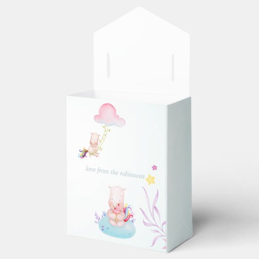 Waterverf Rhino Unicorn Baby Boy Shower Bedankdoosjes (Geopend)