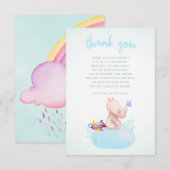 Waterverf Rhino Unicorn Baby Boy Shower Bedankkaart (Voorkant / Achterkant)
