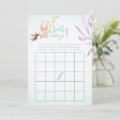 Waterverf Rhino Unicorn Baby Boy Shower Bingo Kaart (Staand voorkant)