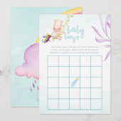 Waterverf Rhino Unicorn Baby Boy Shower Bingo Kaart (Voorkant / Achterkant)
