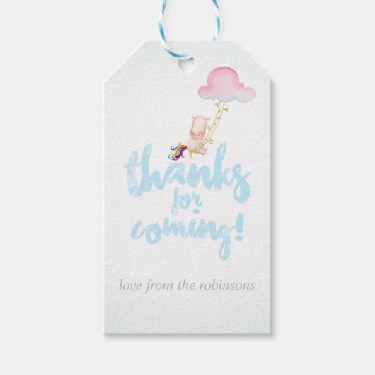 Waterverf Rhino Unicorn Baby Boy Shower Cadeaulabel (Voorkant)