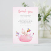 Waterverf Rhino Unicorn Baby Girl Shower Bedankt Kaart (Staand voorkant)