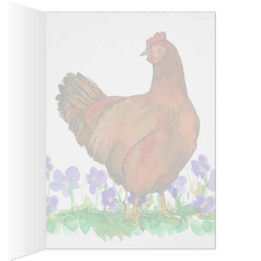 Waterverf Rhode Island Red Hen (Binnen (Rechts))