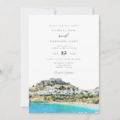 Waterverf Rhodes Greece Beach Skyline Wedding Kaart (Voorkant)