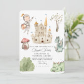 Waterverf Ridder Dragon Castle Boy Verjaardag Kaart (Staand voorkant)