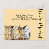 Waterverf rij huizen Adreswijziging Briefkaart (Voorkant)