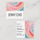 Waterverf ringen Abstracte minimalistische sociale Vierkante Visitekaartje (Voorkant / Achterkant)