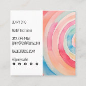 Waterverf ringen Abstracte minimalistische sociale Vierkante Visitekaartje (Achterkant)