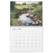 Waterverf River Stream Creek Landschappen Kalender (Jan 2026)