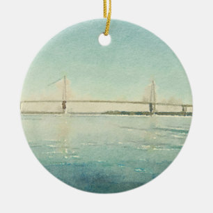 Waterverf rivierbrug Charleston South Carolina Keramisch Ornament