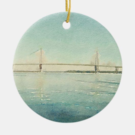 Waterverf rivierbrug Charleston South Carolina Keramisch Ornament (Voorkant)