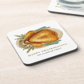 Waterverf Roasted Turkey Thanksgiving Party Bier Onderzetter (Linkerzijde)