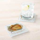 Waterverf Roasted Turkey Thanksgiving Party Glazen Onderzetter (Schuin)