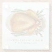 Waterverf Roasted Turkey Thanksgiving Party Glazen Onderzetter (Achterkant)