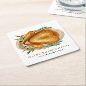 Waterverf Roasted Turkey Thanksgiving Party Kartonnen Onderzetters (Schuin)
